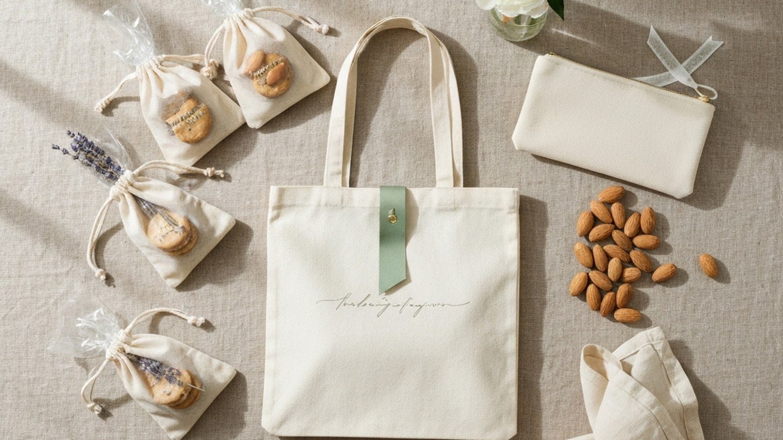 Geschenktüten für Brautpartys, arrangiert für eine Geschenkeübergabe der Trauzeugin