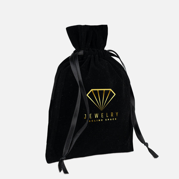 Personalized Black Velvet Drawstring Pouch – 6" × 8" (15 × 20 cm) - Pamusan.com