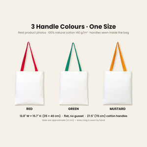Große Weihnachtsbeutel aus Baumwolle – Taschen 35 × 40 cm mit roten, grünen oder senfgelben Henkeln, 9 Motive für Weihnachten & Neujahr 2027 - Pamusan.de