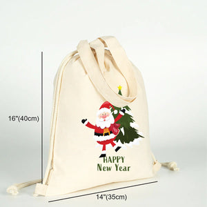 Turnbeutel Weihnachten Maße 40 cm × 35 cm mit Weihnachtsmann-Motiv Happy New Year – Pamusan.de