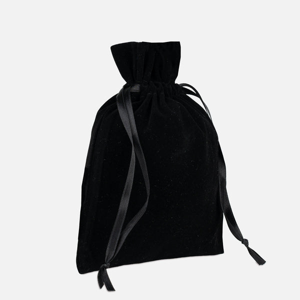 Black Velvet Drawstring Pouch – 6" × 8" (15 × 20 cm) - Pamusan.com