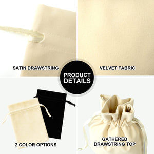 Natural Velvet Drawstring Pouch – 6" × 8" (15 × 20 cm) - Pamusan.com