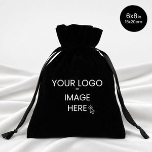 Personalized Black Velvet Drawstring Pouch – 6" × 8" (15 × 20 cm) - Pamusan.com