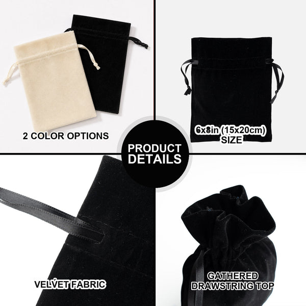 Personalized Black Velvet Drawstring Pouch – 6" × 8" (15 × 20 cm) - Pamusan.com