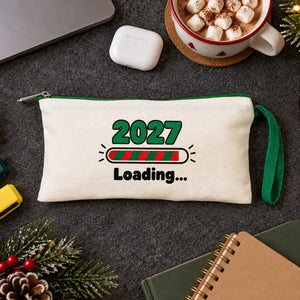 Federmäppchen Weihnachten – 9 Motive für Weihnachten & Neujahr 2027, Stoff-Federmäppchen mit farbigem Reißverschluss 21 × 10 cm – Baumwollgabardine - Pamusan.de