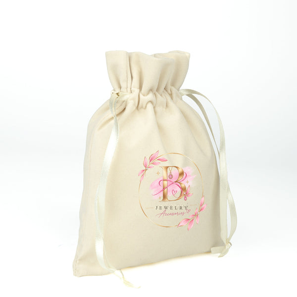 Personalized Natural Velvet Drawstring Pouch – 6" × 8" (15 × 20 cm) - Pamusan.com