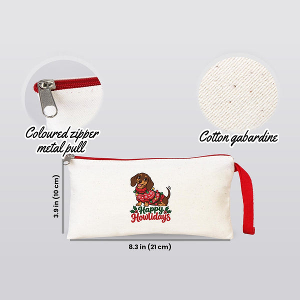 Federmäppchen Weihnachten – 9 Motive für Weihnachten & Neujahr 2027, Stoff-Federmäppchen mit farbigem Reißverschluss 21 × 10 cm – Baumwollgabardine - Pamusan.de