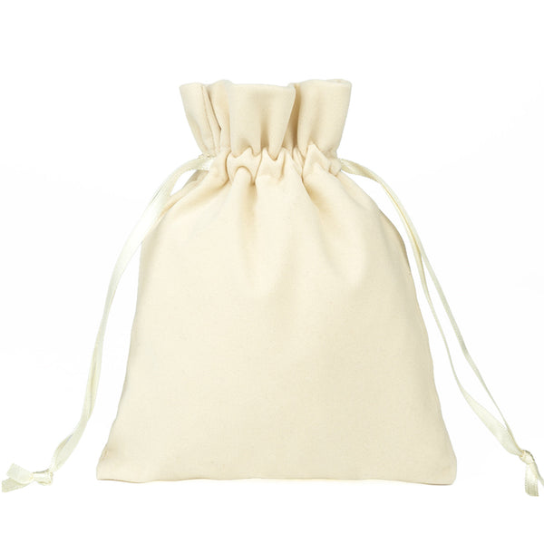Natural Velvet Drawstring Pouch – 6" × 8" (15 × 20 cm) - Pamusan.com