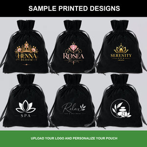 Personalized Black Velvet Drawstring Pouch – 6" × 8" (15 × 20 cm) - Pamusan.com