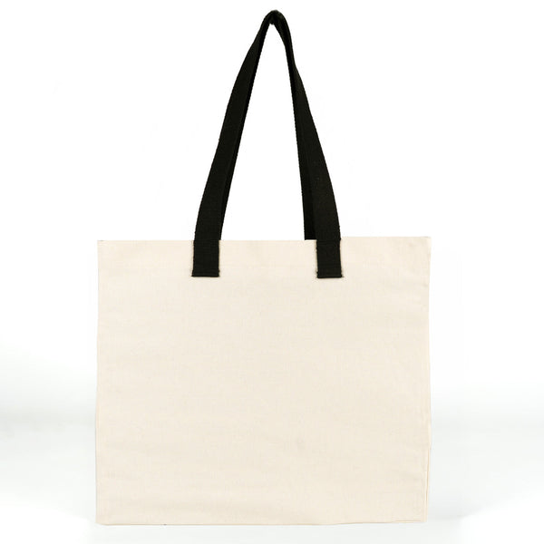 Unbedruckte Baumwolltasche 40 x 35 x 15 cm im Studio, Vorderansicht in Naturfarbe