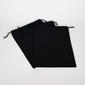 Black Cotton Drawstring Pouch – 12" × 16" (30 × 40 cm) – 4 oz - Pamusan.com