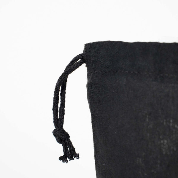 Black Cotton Drawstring Pouch – 12" × 16" (30 × 40 cm) – 4 oz - Pamusan.com
