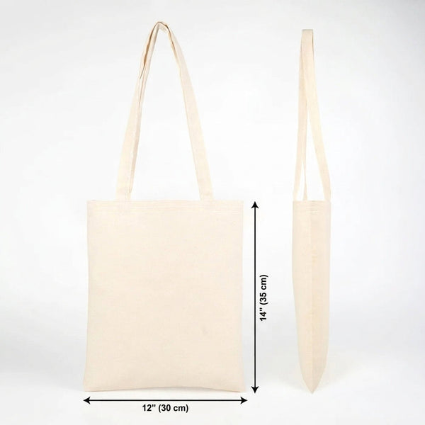 Blank Cotton Tote Bag 12"x14" – Natural Shoulder Tote, 6 oz Gabardine Fabric - Pamusan.com