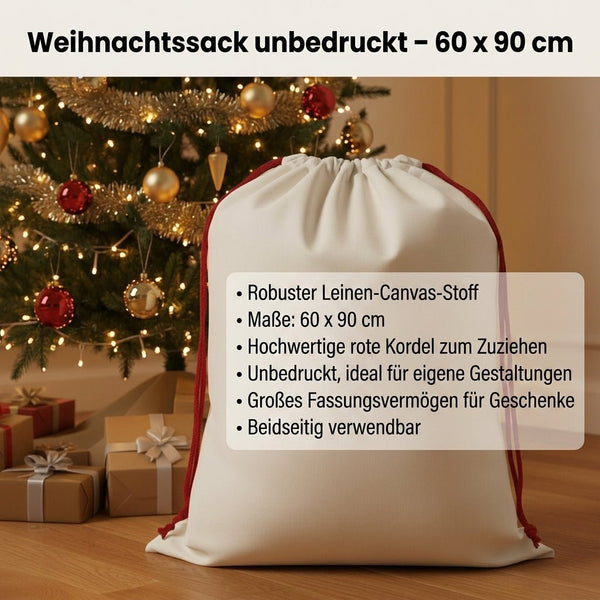 Blank Santa Sack – 24" x 35" (60 x 90 cm) Plain Christmas & New Year Gift Bag - Pamusan.com