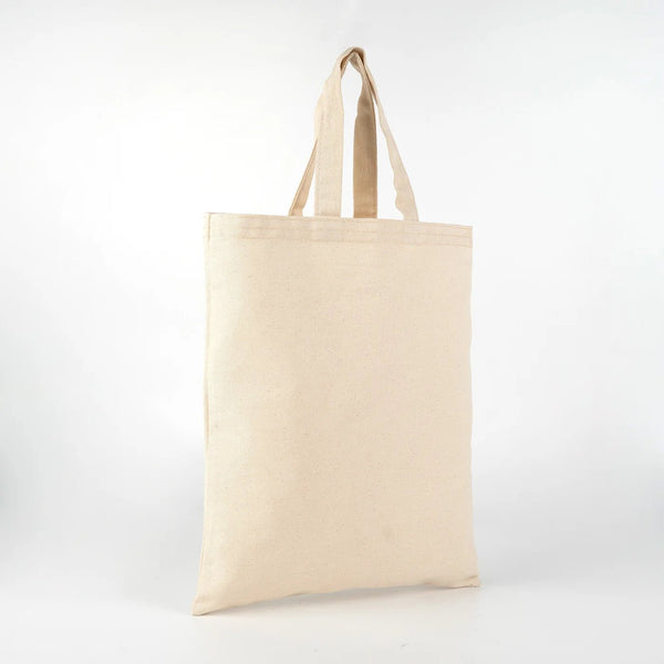 Blank Short Handle Tote Bag 12"x14" – Natural Cotton, 6 oz Gabardine Fabric - Pamusan.com