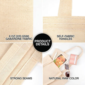 Blank Wide Tote Bag 14"x12" – Landscape Natural Cotton, 6 oz Gabardine Fabric - Pamusan.com
