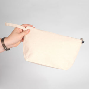 Canvas Clutch Bag – 12" x 7" x 3" | Natural Cotton Pencil & Makeup Pouch - Pamusan.com