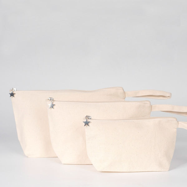 Canvas Clutch Pencil Case with Star Zipper Pull – Natural Cotton - Pamusan.com