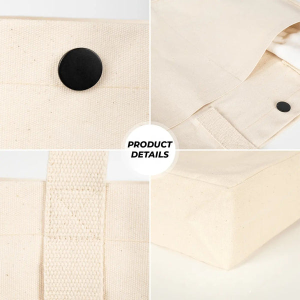 Canvas LUX Tote Bag – Snap Button, Front Pockets – 18" × 16" × 4" (35 × 40 × 10 cm), 10 oz Cotton - Pamusan.com