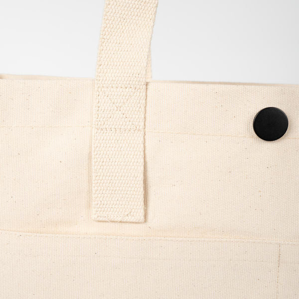 Canvas LUX Tote Bag – Snap Button, Front Pockets – 18" × 16" × 4" (35 × 40 × 10 cm), 10 oz Cotton - Pamusan.com