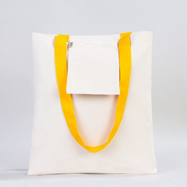 Canvas Purse with Yellow Handles - 14" x 16" (35x40 cm) - 10 oz - Pamusan.com