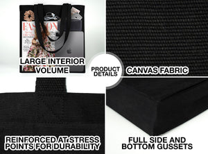 Canvas Tote Bag – Blank Black, Durable & Reusable Shopping Bag - Pamusan.com