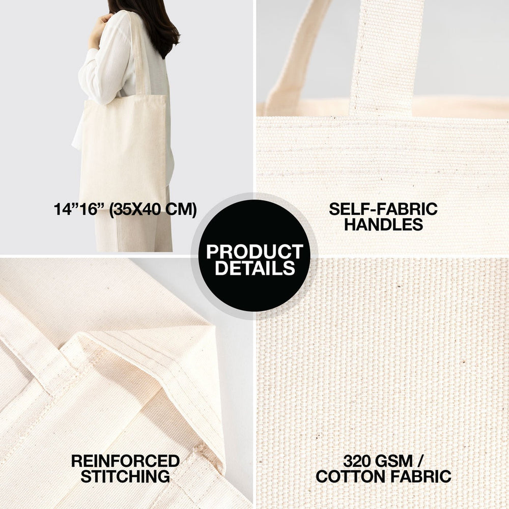 Canvas Tote Bag – Natural Color 14"x16 " İnches - Reusable Cotton Tote Bulk Wholesale - Pamusan.com