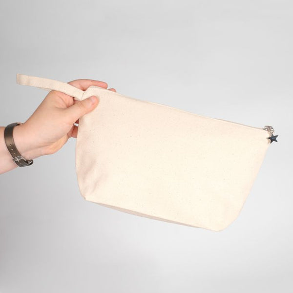 Natural cotton canvas zipper pouch with star zipper pull – Pamusan.com
