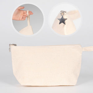 Natural cotton canvas zipper pouch with star zipper pull – Pamusan.com