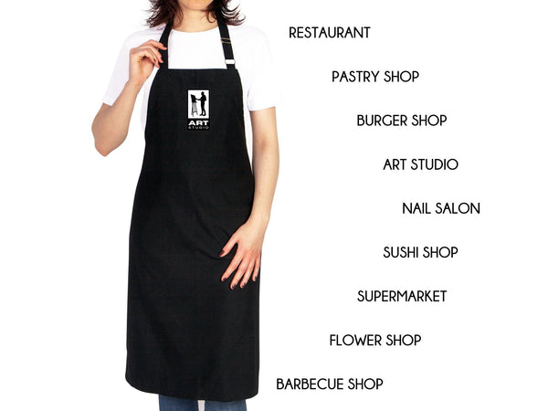Chef Apron - Personalized Kitchen Apron for Women or Men - Custom Name Chef Apron - Logo Print Options - Pamusan.com