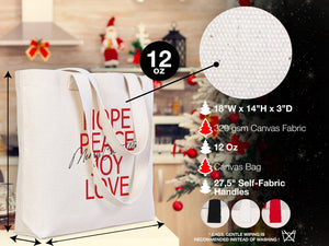 Personalized Santa Canvas Tote Bag, Christmas Gift, 18"W x 14"H x 3"L - Pamusan.com