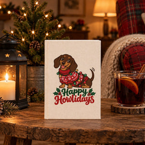 Notizbuch Weihnachten – A5 Canvas-Notizbuch 14 × 20 cm, 9 Motive für Weihnachten & Neujahr 2027, Einband Natur oder Schwarz, 160 blanko Seiten - Pamusan.de