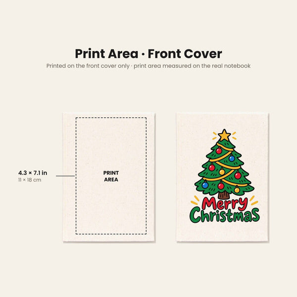Notizbuch Weihnachten – A5 Canvas-Notizbuch 14 × 20 cm, 9 Motive für Weihnachten & Neujahr 2027, Einband Natur oder Schwarz, 160 blanko Seiten - Pamusan.de