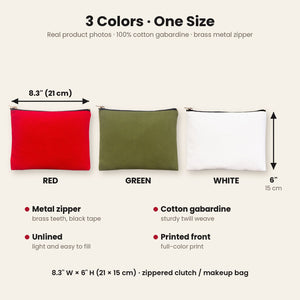 Weihnachts-Kosmetiktasche – 9 Motive für Weihnachten & Neujahr 2027, Clutch mit Reißverschluss 21 × 15 cm – Baumwollgabardine - Pamusan.de