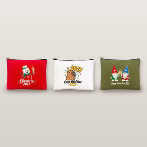 Weihnachts-Kosmetiktasche – 9 Motive für Weihnachten & Neujahr 2027, Clutch mit Reißverschluss 21 × 15 cm – Baumwollgabardine - Pamusan.de