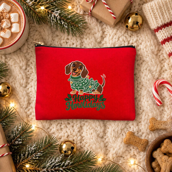 Weihnachts-Kosmetiktasche – 9 Motive für Weihnachten & Neujahr 2027, Clutch mit Reißverschluss 21 × 15 cm – Baumwollgabardine - Pamusan.de