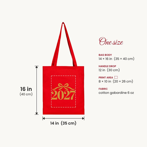 Weihnachtstasche aus Baumwolle – Tragetaschen 35 × 40 cm in Natur, Rot oder Schwarz, 9 Motive für Weihnachten & Neujahr 2027 – Baumwollgabardine - Pamusan.de
