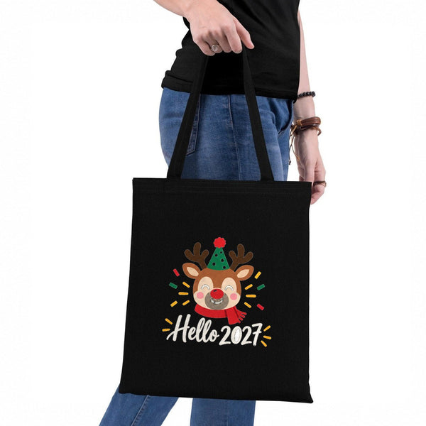 Weihnachtstasche aus Baumwolle – Tragetaschen 35 × 40 cm in Natur, Rot oder Schwarz, 9 Motive für Weihnachten & Neujahr 2027 – Baumwollgabardine - Pamusan.de