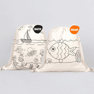 Class Painting Set – 25 Colorable Cotton Drawstring Bags 14"x16" + 4 Red Apple 12 - Color Paint Marker - Pamusan.com