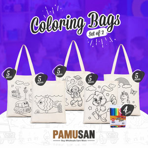 Class Painting Set – 25 Colorable Cotton Tote Bags 14"x16" + 4 Red Apple Fabric Paint Marker Sets - Pamusan.com