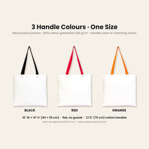 Stofftasche Weihnachten mit farbigen Henkeln – Baumwolltaschen 40 × 35 cm, Henkel Schwarz, Rot oder Orange, 9 Motive für Weihnachten & Neujahr 2027 - Pamusan.de