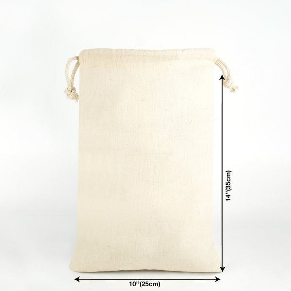 Cotton Drawstring Pouch 10"x14" | Natural Favor & Gift Bag - Pamusan.com