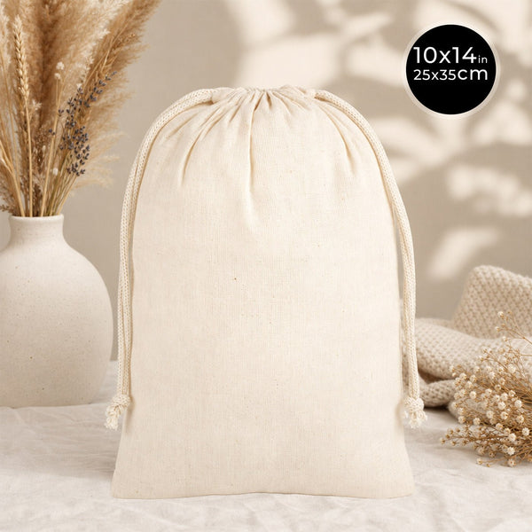 Cotton Drawstring Pouch 10"x14" | Natural Favor & Gift Bag - Pamusan.com