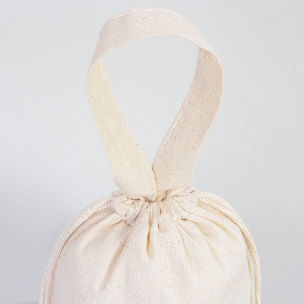 Cotton Pouch Bag 6"x8" – Natural Drawstring Favor Bag with Short Handle - Pamusan.com