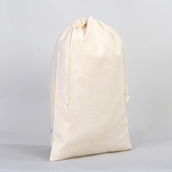 Cotton Pouch Bags 12"W x 16"H - Organic Cotton Double Drawstring Pouch Bags - No Print Wholesale Cotton Bags - Pamusan.com