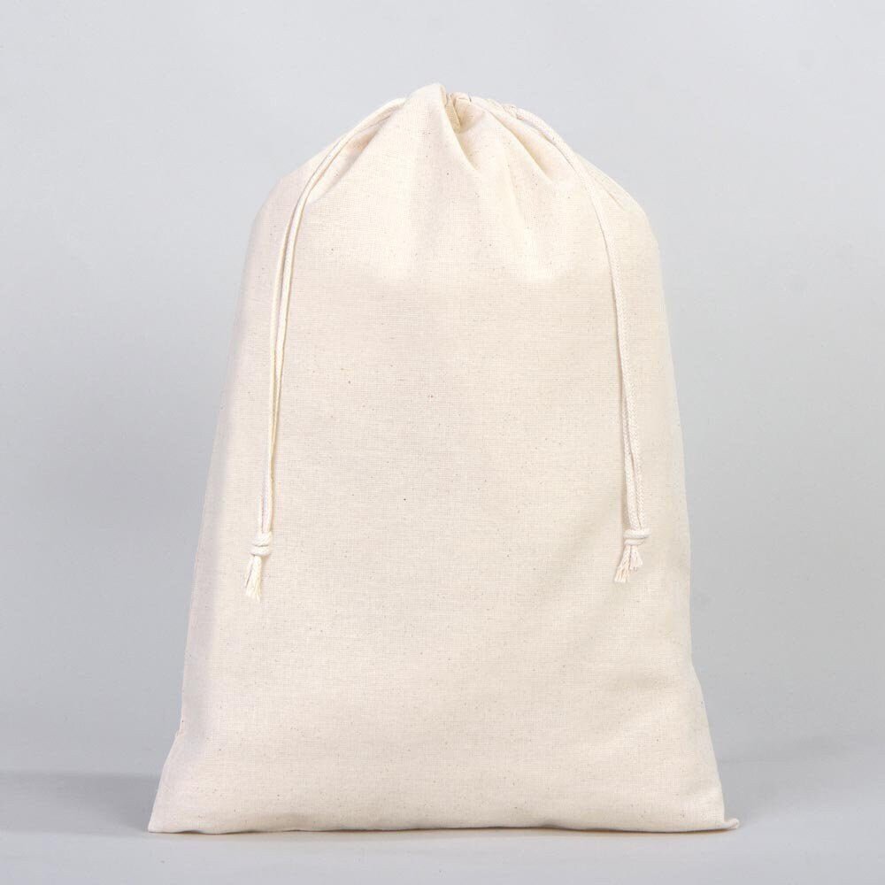 Cotton Pouch Bags 12"W x 16"H - Organic Cotton Double Drawstring Pouch Bags - No Print Wholesale Cotton Bags - Pamusan.com