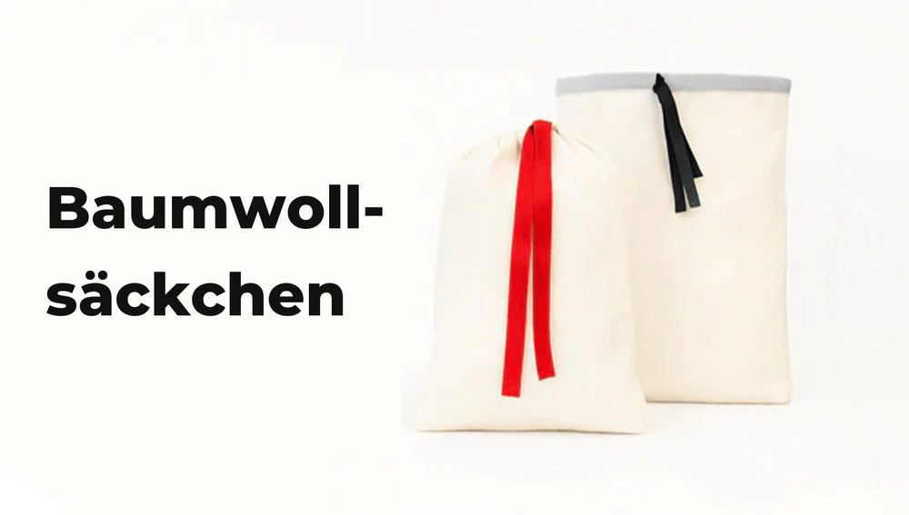 Baumwollsäckchen mit bunten Bändern