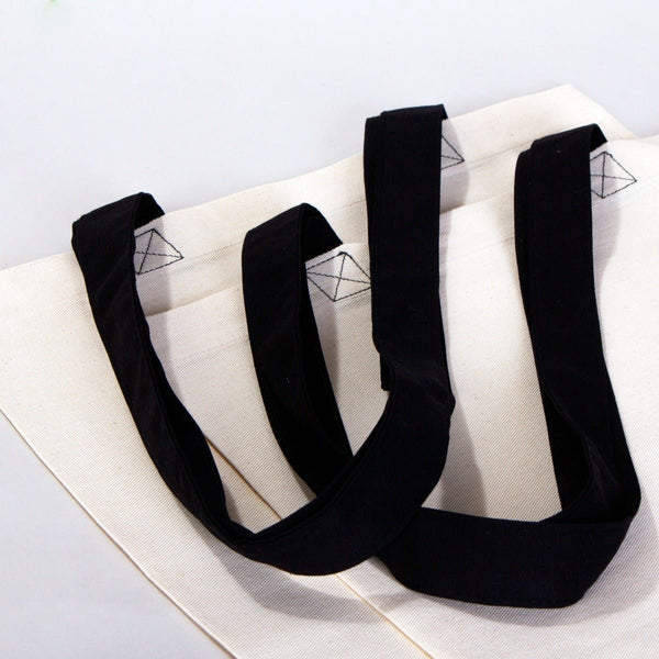 Cotton Tote Bag – 16" × 14" (40 × 35 cm) – Black Handles - Pamusan.com