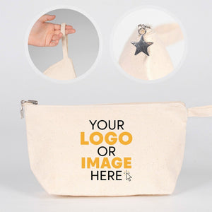 Custom canvas zipper pouch 10" x 6" x 2" printed with your own logo – Pamusan.com