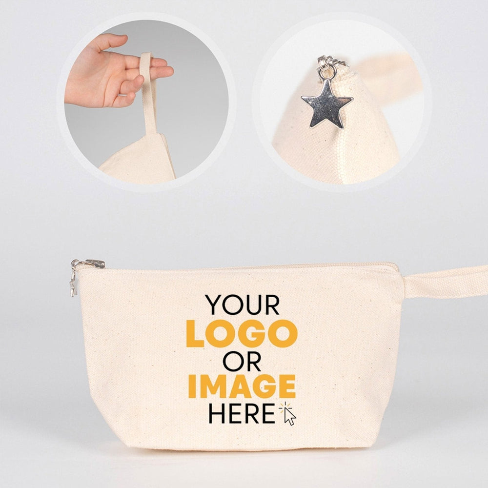 Custom canvas zipper pouch 9" x 5" x 2" printed with your own logo – Pamusan.com